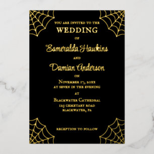 Spiderwebs Black and Gold Gothic Wedding
