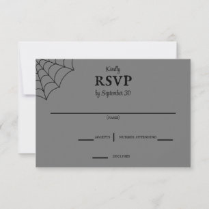Spiderwebs Black and Grey Gothic Wedding RSVP