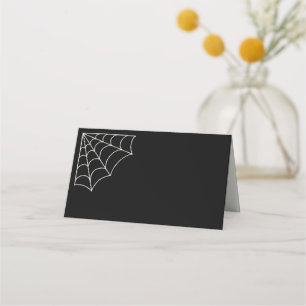 Spiderwebs Black and White Gothic Wedding Place Card