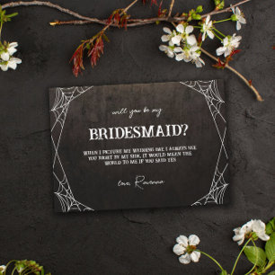 Spiderwebs Goth Wedding Will You Be My Bridesmaid Invitation