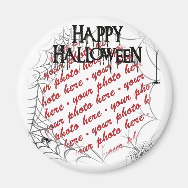 Spiderwebs in the Corner Halloween Photo Frame Magnet (Front)