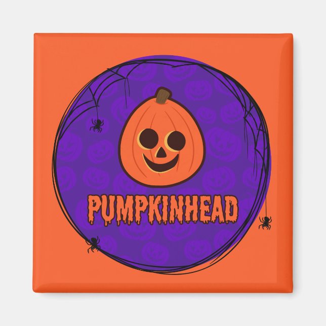Spiderwebs & Pumpkinheads Square Magnet (Front)
