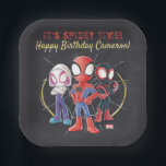 Spidey and His Amazing Friends Chalkboard Birthday Paper Plate<br><div class="desc">Celebrate your child's Birthday with these awesome Spidey and His Amazing Friends Birthday plates. Personalise by adding your child's name or custom text!</div>