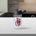 Spidey Team Web Graphic Water Bottle<br><div class="desc">Spidey and His Amazing Friends | Check out Spidey,  Ghost-Spider,  and Spin together in front of a webbing background.</div>