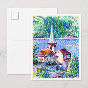 Spiez church on Lake Thun in Spiez Switzerland Postcard