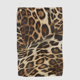 Spiffy Leopard Spots Leather Grain Look Golf Towel