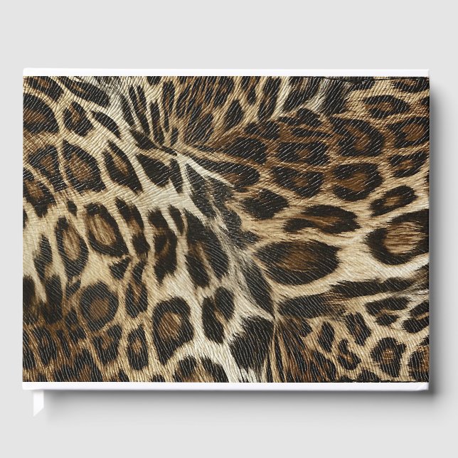 Spiffy Leopard Spots Leather Grain Look Guest Book (Front)