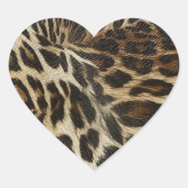 Spiffy Leopard Spots Leather Grain Look Heart Sticker (Front)