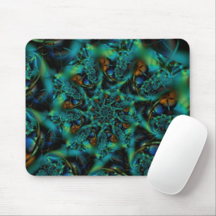 Spike Blue and Green Fractal Art Mouse Pad