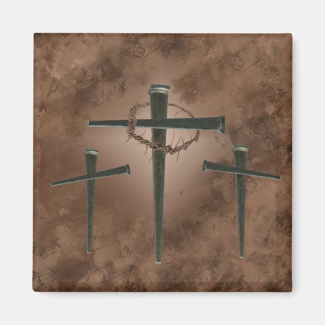 spike cross and crown of thorns magnet (Front)