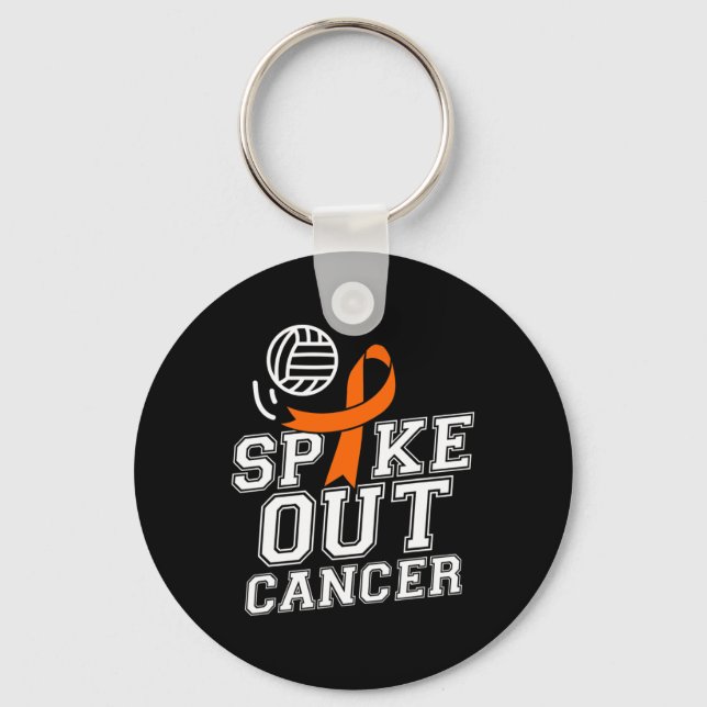 Spike Out Volleyball Leukaemia Cancer Awareness Ri Key Ring (Front)