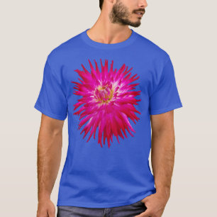 Spike Petals Pink Dahlia Floral Photo Cutout T-Shirt
