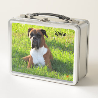 Spike the Boxer Dog - Personalised Metal Lunch Box