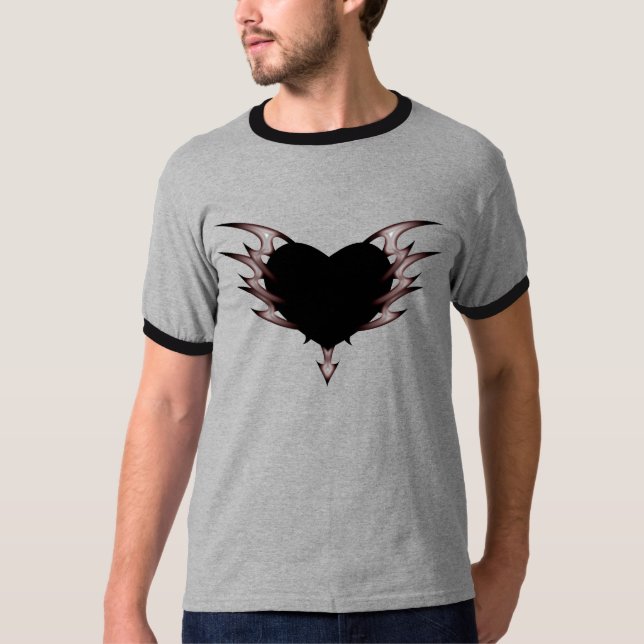 spiked heart. black&grey. T-Shirt (Front)