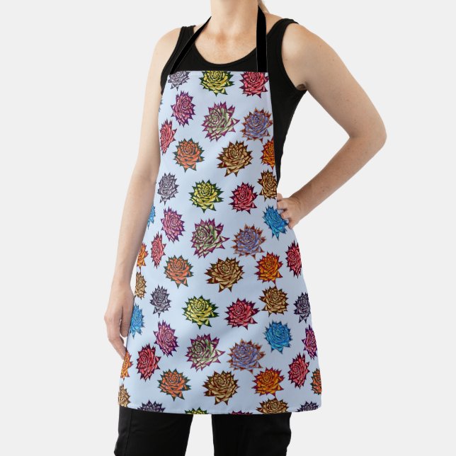 Spiked Rose Print, Modern Style Floral Pattern Apron (Insitu)