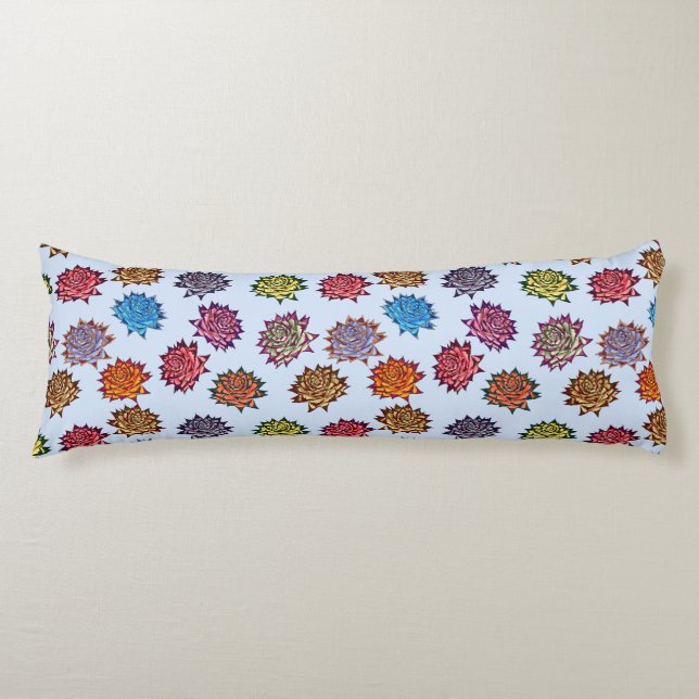 Spiked Rose Print, Modern Style Floral Pattern Body Cushion (Front)