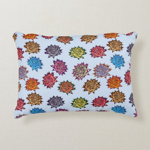 Spiked Rose Print, Modern Style Floral Pattern Decorative Cushion