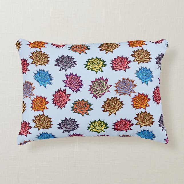 Spiked Rose Print, Modern Style Floral Pattern Decorative Cushion (Front)