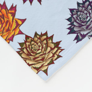 Spiked Rose Print, Modern Style Floral Pattern Fleece Blanket