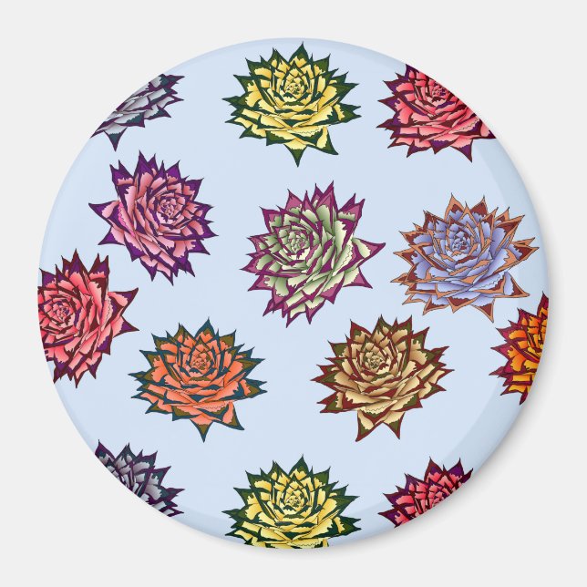 Spiked Rose Print, Modern Style Floral Pattern Magnet (Front)