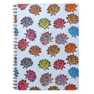 Spiked Rose Print, Modern Style Floral Pattern Notebook