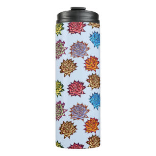 Spiked Rose Print, Modern Style Floral Pattern Thermal Tumbler