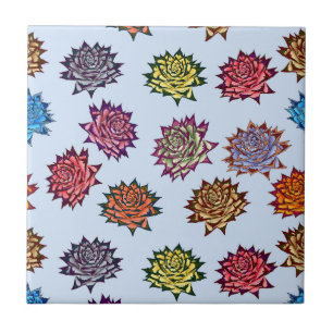 Spiked Rose Print, Modern Style Floral Pattern Tile