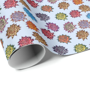 Spiked Rose Print, Modern Style Floral Pattern Wrapping Paper