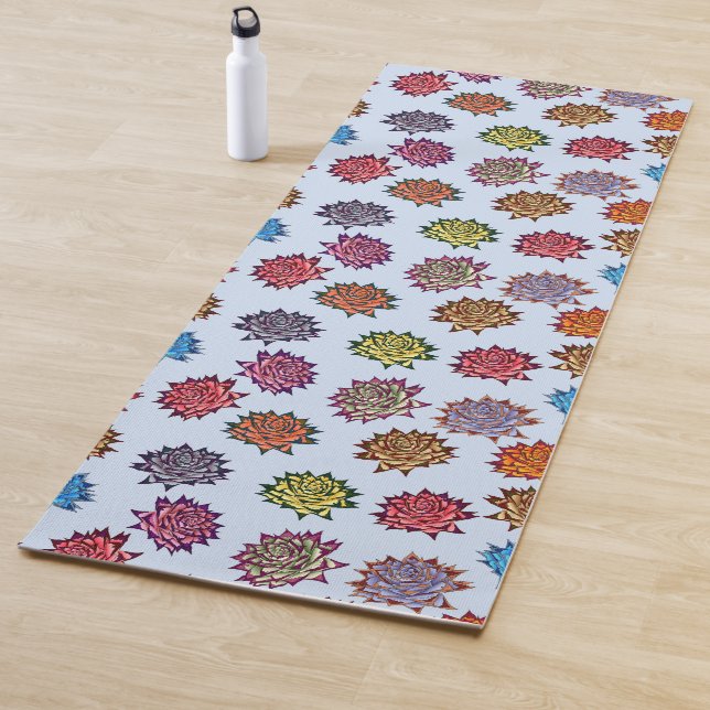 Spiked Rose Print, Modern Style Floral Pattern Yoga Mat (In Situ)