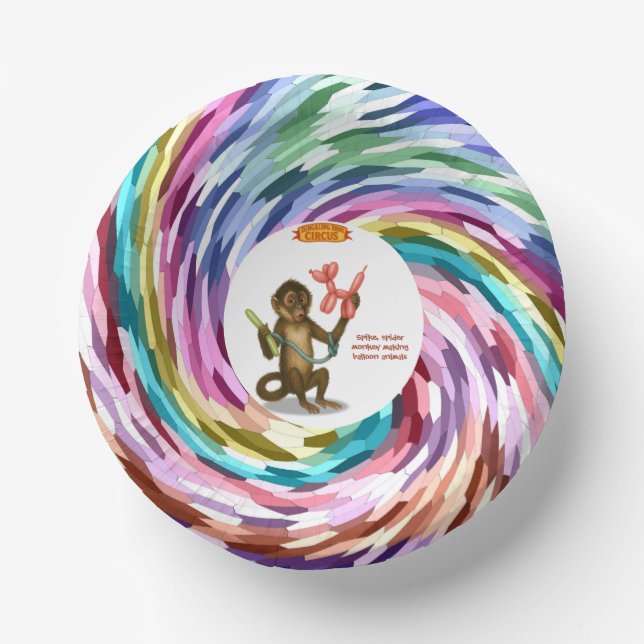 Spike's balloon monkey magic paper plate (Front)