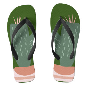 Spikes Cactus Plant Green Pink Jandals