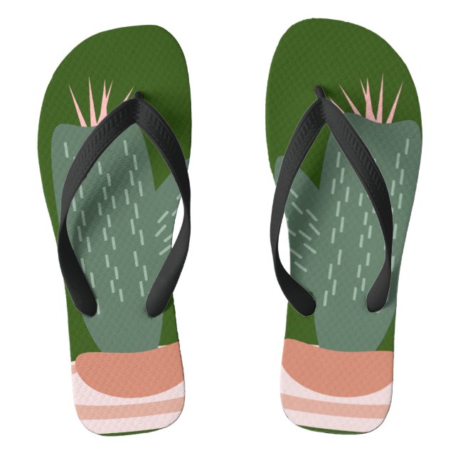 Spikes Cactus Plant Green Pink Jandals (Footbed)