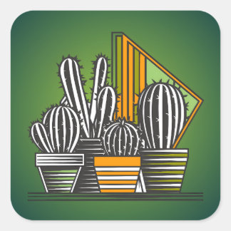 SPIKEY LITTLE CACTUS COLLECTION SQUARE STICKER