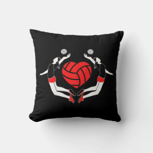 Spiking Players Volleyball Heart  Cushion