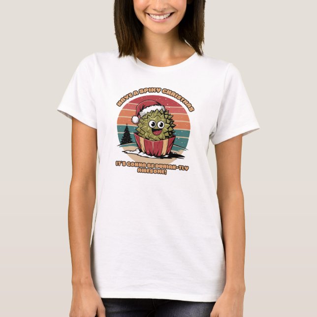 Spiky Durian Christmas Fun T-Shirt (Front)