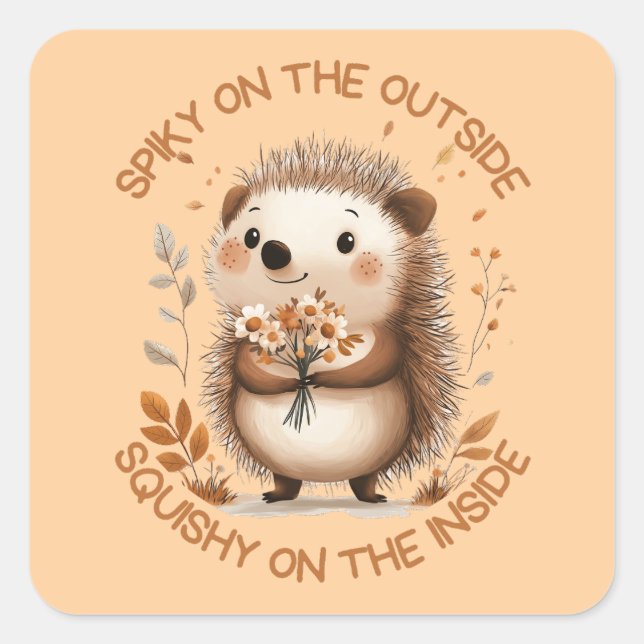 Spiky on the outside, squishy on the inside! square sticker (Front)
