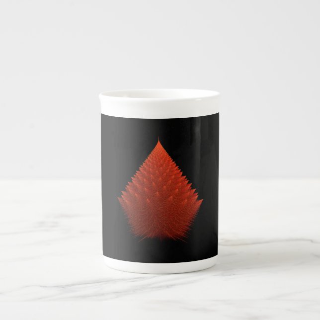 Spiky Red "Tree" Fractal With Spikes Bone China Mug (Front)