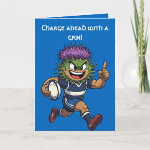 Spiky Sprint Scottish Thistle Rugby Mascot Card