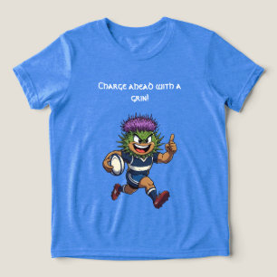 Spiky Sprint Scottish Thistle Rugby Mascot Tri-Blend Shirt