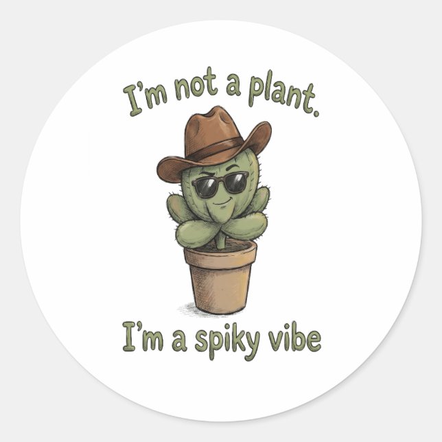 Spiky Vibe Cactus Sticker - Plant Lover  (Front)