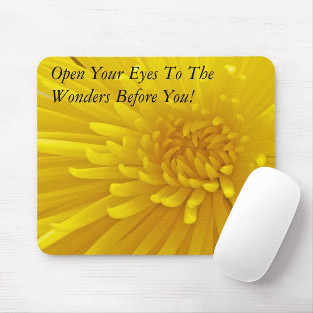 Spiky Yellow Dahlia Photograph Mouse Pad (With Mouse)