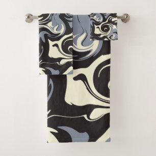 Spill - Black, Grey and Cream Bath Towel Set