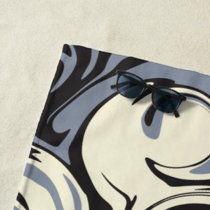 Spill - Black, Grey and Cream Beach Towel