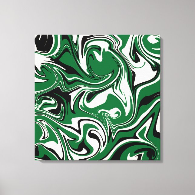 Spill - Green, Cream and Black Canvas Print (Front)