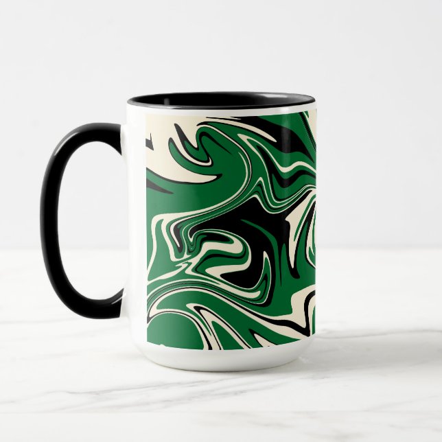 Spill - Green, Cream and Black Mug (Left)