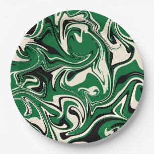 Spill - Green, Cream and Black Paper Plate