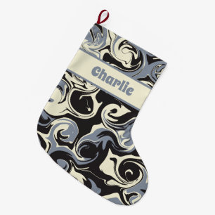 Spill in Black, Grey, and Cream Large Christmas Stocking