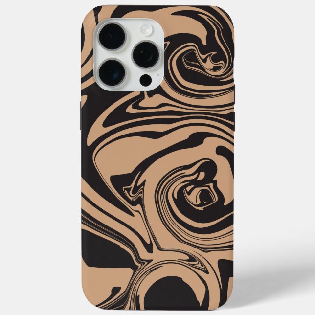 Spill in Tan and Black retro, marble swirl Case-Mate iPhone Case (Back)