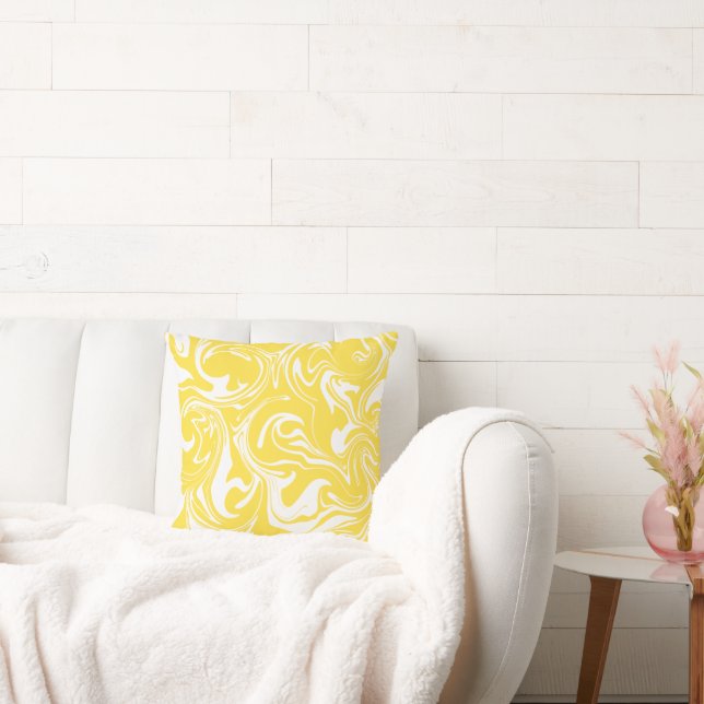 Spill - Lemon Yellow and White  Cushion (Couch)