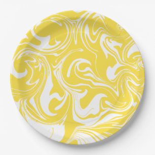Spill - Lemon Yellow and White Paper Plate